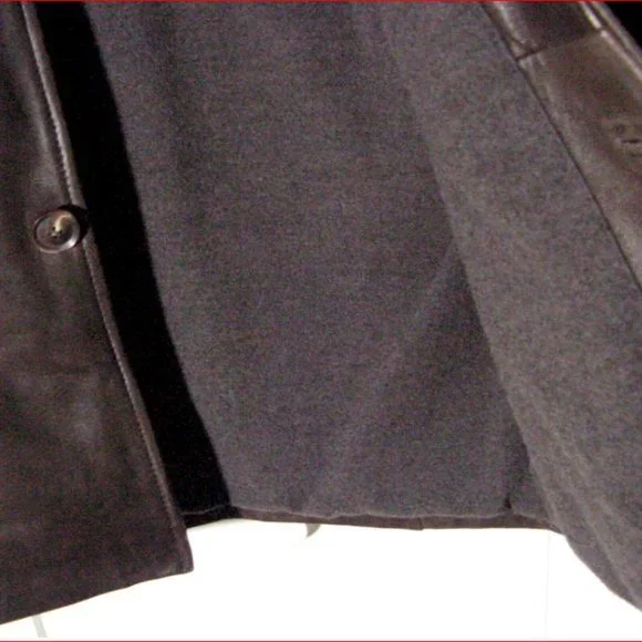 Vtg Brown Leather Calvin Klein Blazer Button Leather Jacket Sz M